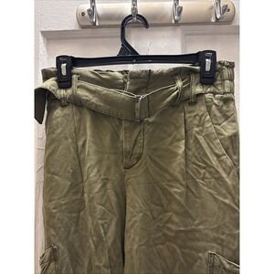 Free People Y2K Army Green Cargo Ankle Pants‎ Rayón w Belt and Buckle - Sz 2